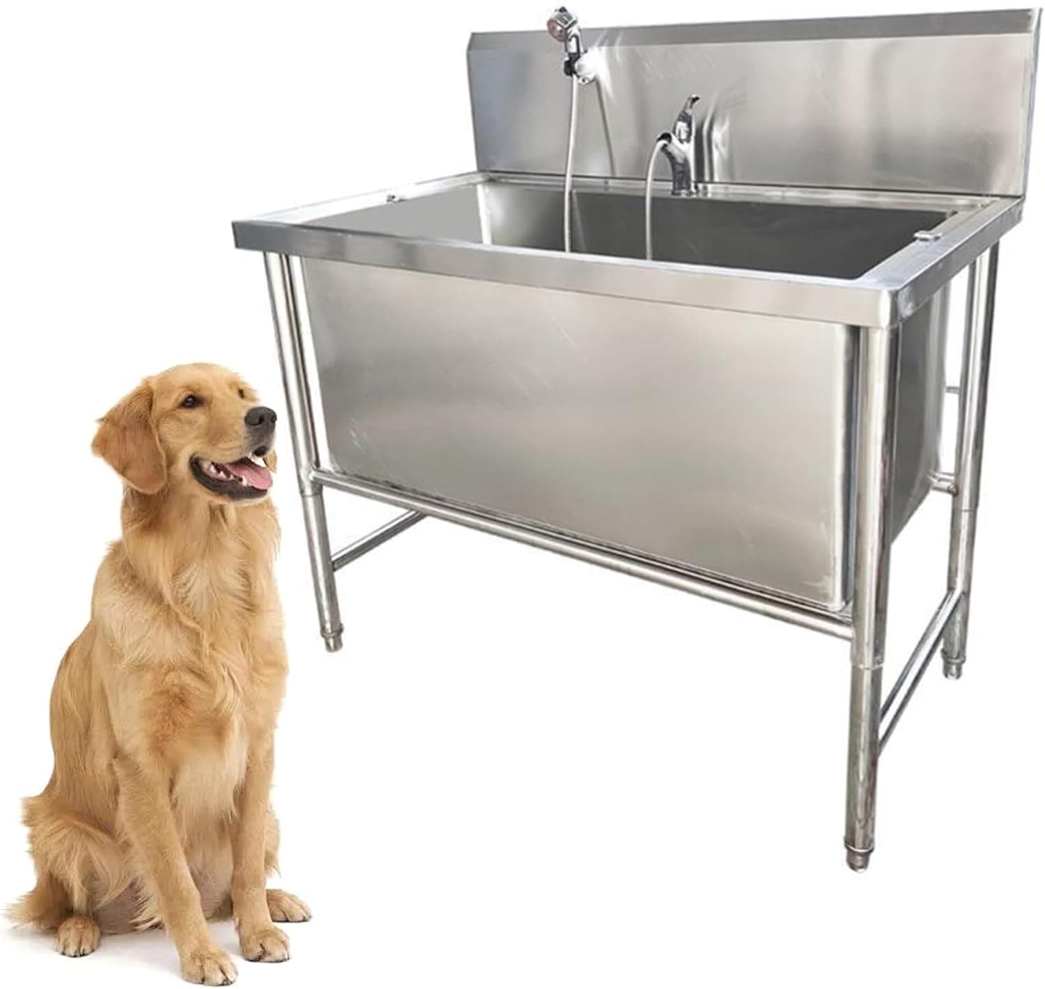 QLXYYFC 犬用グルーミングバスタブステーション、犬用洗濯ステーション外、ステンレス鋼猫用犬用シャワーシンク、プロフェッショナル QLXYYFC  プロフェッショナルペットウォッシュステーション、ステンレス鋼ペット犬グルーミングバスタブ、犬グルーミングバスタブステ ...