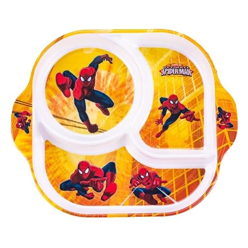 スパイダーマン ハンギョドン しんちゃん 仕切りプレート ランチプレート 子供用 子供 食器 ベビー食器 オーブン対応 ランチプレート 仕切り皿 ワンプレー 電子レンジ 食洗機対応(スパイダーマン)
