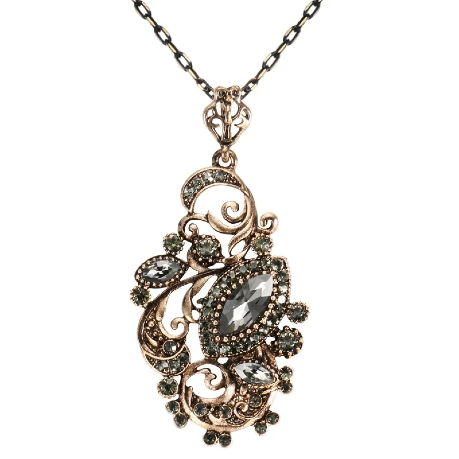 Collana da Donna Collane a Catena con Ciondolo Collana con Ciondolo a Forma di Fiore in Cristallo Grigio per Donna Collana Lunga con Pendente in Resina Vintage