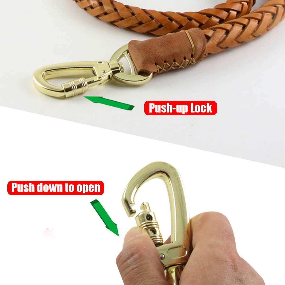 Laisse pour chien en cuir véritable de 1,1 m de long et 2,5 cm de large avec poignée souple tressée pour chiens de taille moyenne et grande (1,9 m)