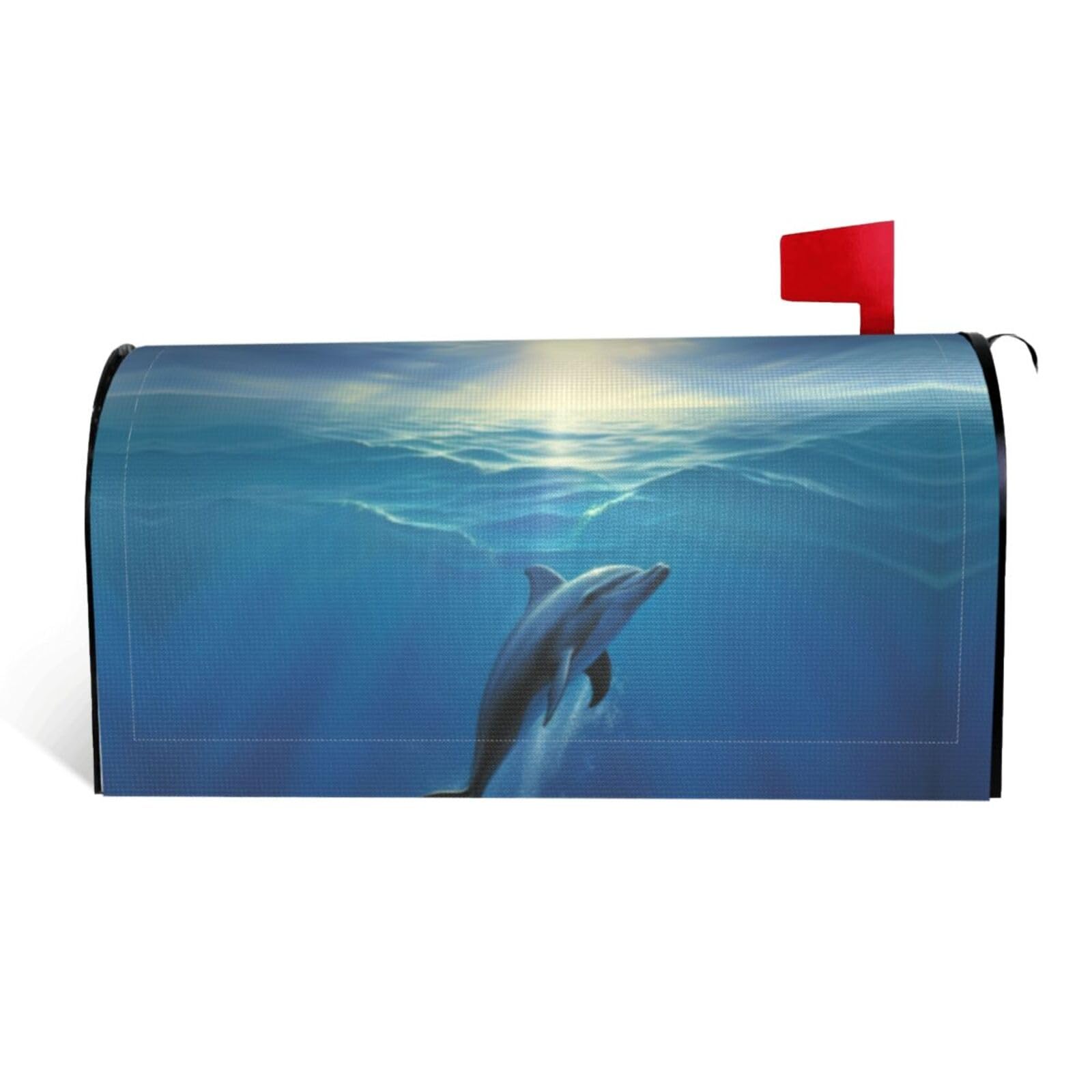 Dolphin Mailbox Covers Magnetic Standard Size 25.5x21 in, Decorative Post Letter Box Cover Waterproof Mailbox Wraps Outdoor Post Wraps for Garden Yard Home Decor