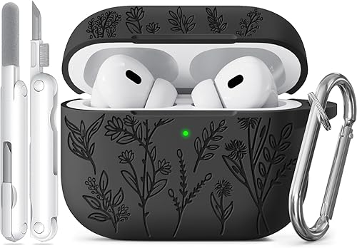 Miniatura 27 de Funda para Airpods Pro 3, Fundas con Grabado de Flores para Apple AirPods Pro de 3ª Generación 2025, Funda de Silicona Suave para Hombres y Mujeres
