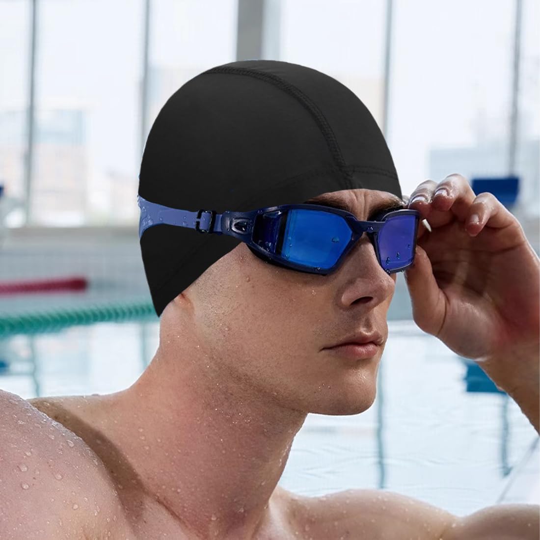 Gorro de natación suave unisex para pelo largo hombres piscina flexible ligero