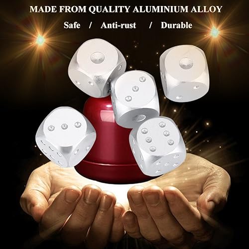 Miniatura 6 de Juego de dados de aleación de aluminio de precisión, juego de dados de metal sólido, juego de mesa, juegos de póquer, juego de dados con estuche, 5