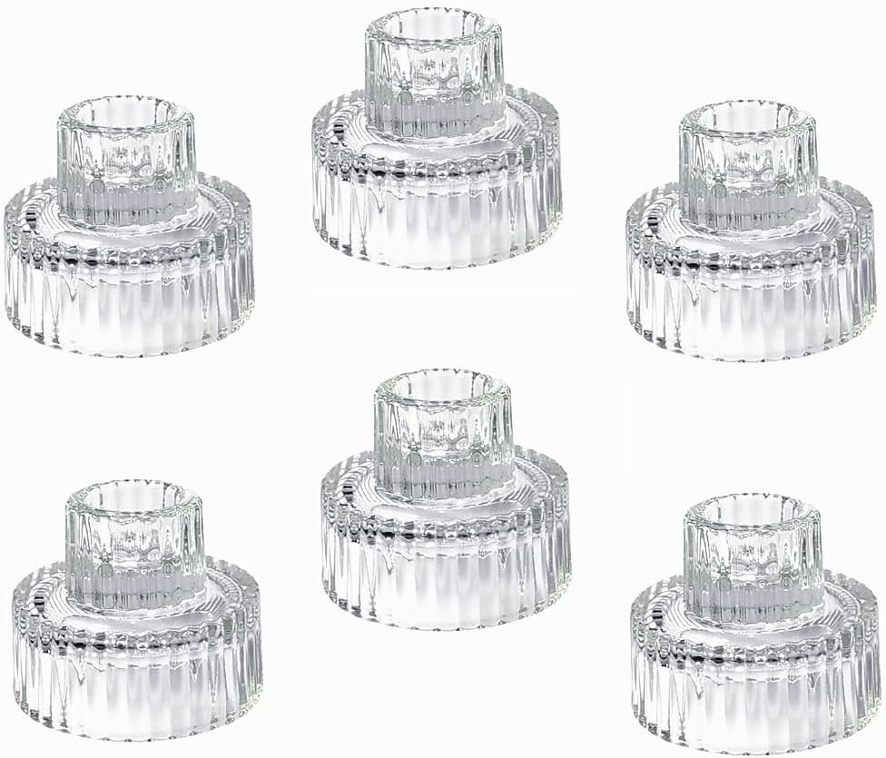 Hosley Set of 12 Glass Taper Candle Holders/Tea Light Candle Holders 2 Inches High Ideal Gift for Weddings Party Favor Reiki Meditation