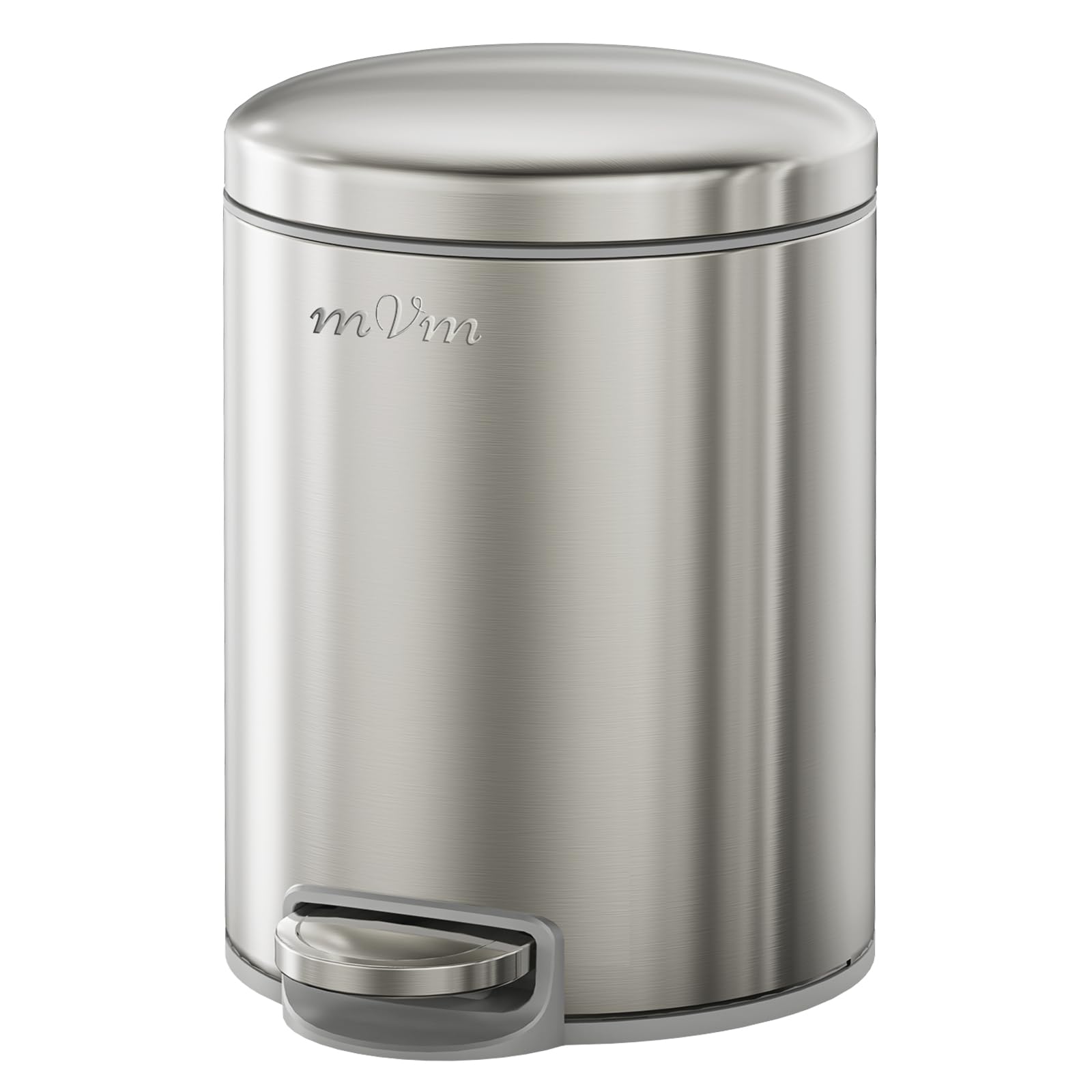 mVm 5L Bathroom Bin, Stainless Steel Bin with Lid, Pedal Bin, Silver