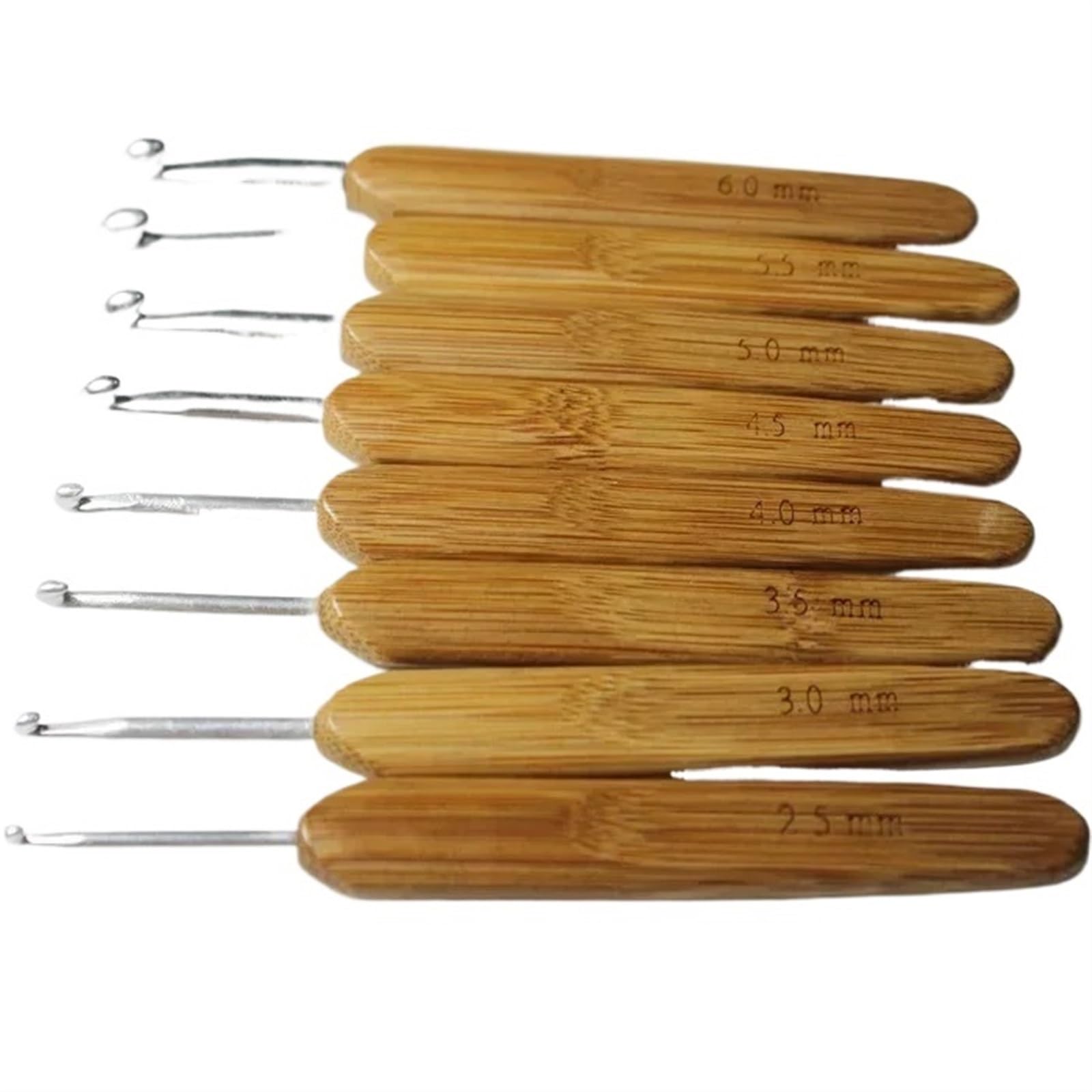 L6NqIAG Crochet Kit Bamboo Crochet Knitting Needles Hooks Yarn Weave Handle Hook DIY Tools Sewing Accessories Lace Craft Needle 0.75mm-6.0mm(2.5-6.0mm-8pcs)