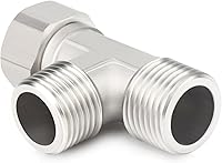 Vista 3 de TAISHER 2PCS 304 Stainless Steel 3 Way Right Flexible Movable Tee Connector, 1/2" Male for Sprayer, Angled Valve, Shower Arm