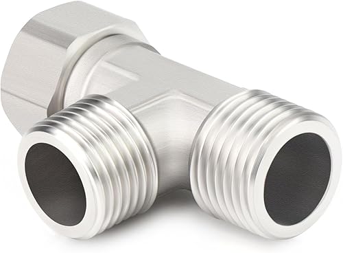 Miniatura 3 de TAISHER 2 conectores en T movibles flexibles de acero inoxidable 304 de 3 vías a la derecha, macho de 12 pulgada para pulverizador, válvula en