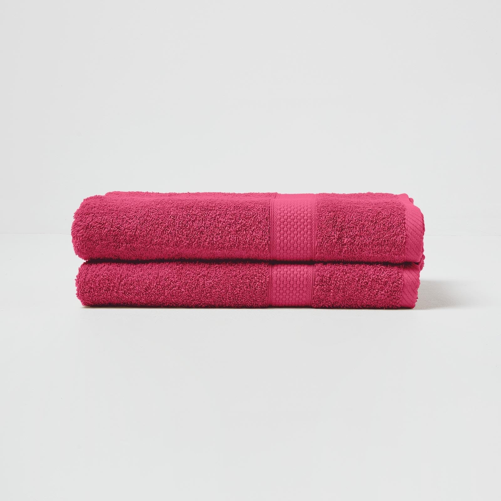 Homescapes Raspberry Pink Turkish Cotton Set Of 2 Bath Towels Super Soft Thick & Absorbent 500 Gsm Towel Heavy Weight For Everyday Luxury