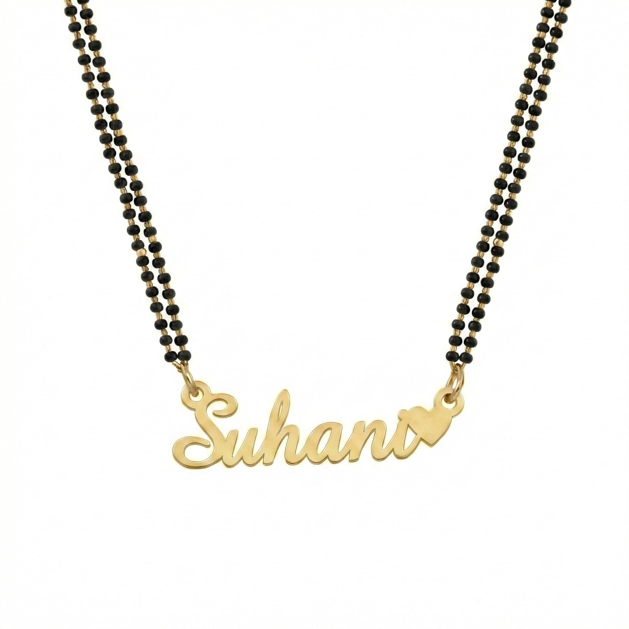 Heart Name Necklace Elegant Mangalsutra Style with Personalized Initial-image-32