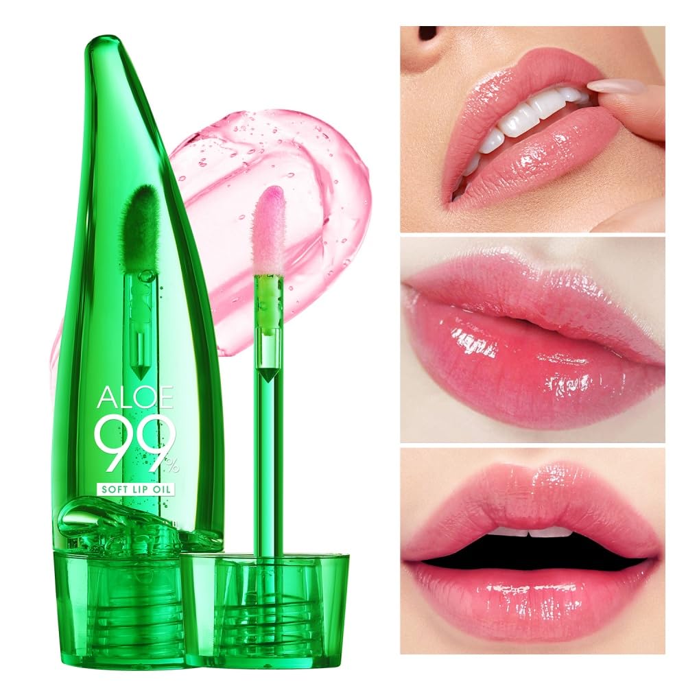 Aloe Vera and Strawberry Lip Oil, 2 Pcs Color Changing Lipstick Lip Oil Tinted Set, Natural, Easy to Application - Image 3