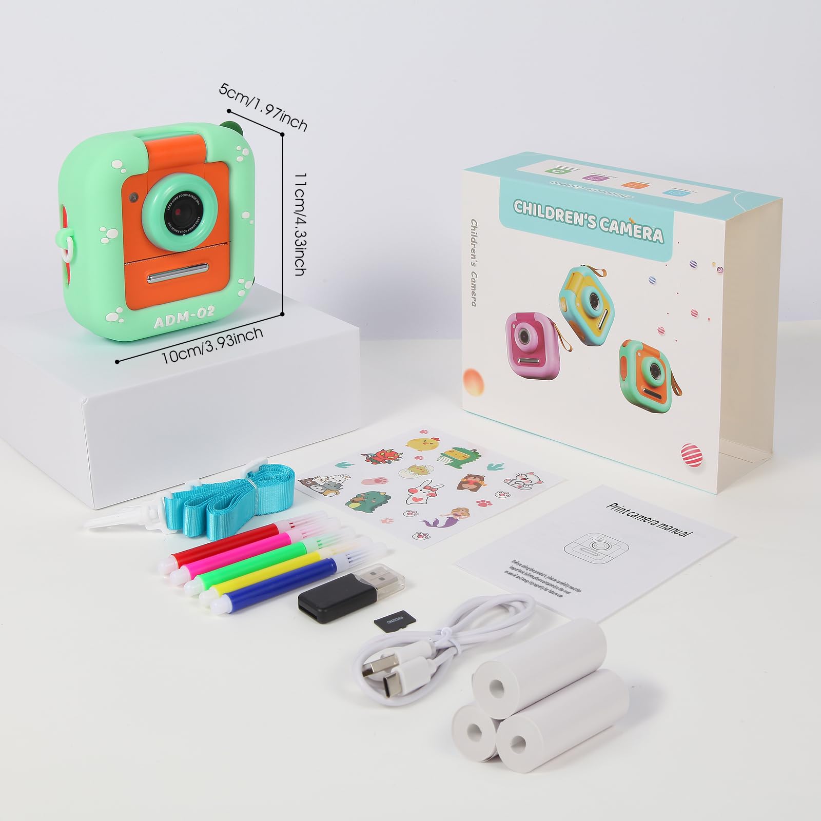 Macchina Fotografica Bambini Istantanea, ZUEOKAI 2,4" Fotocamera Istantanea Bambini con 180° Flip Obiettivo e 3 Stampa Carta, 32GB, Fotocamera con Silicone Custodia, Regalo Bambina Bambino 3-10
