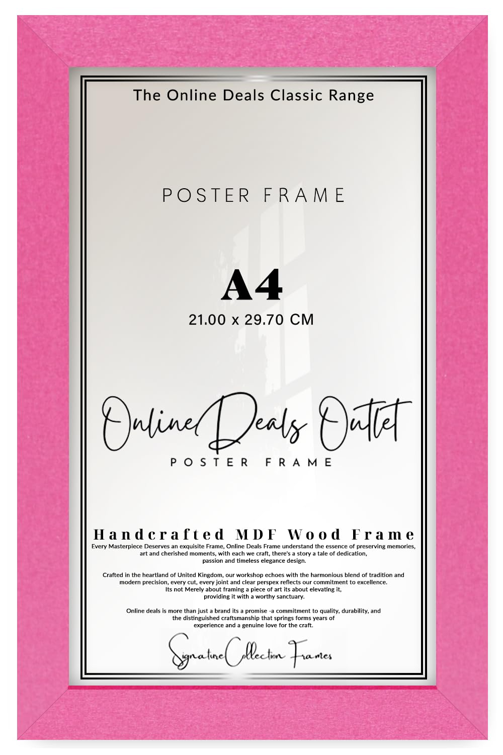 Pink Online Deals | Mdf Poster Frame A4 (21.00 X 29.70 Cm) 11 For Lobby Décor, Office Art & High-End Interior Styling, Mdf Wood, Secure Hanging [ ]