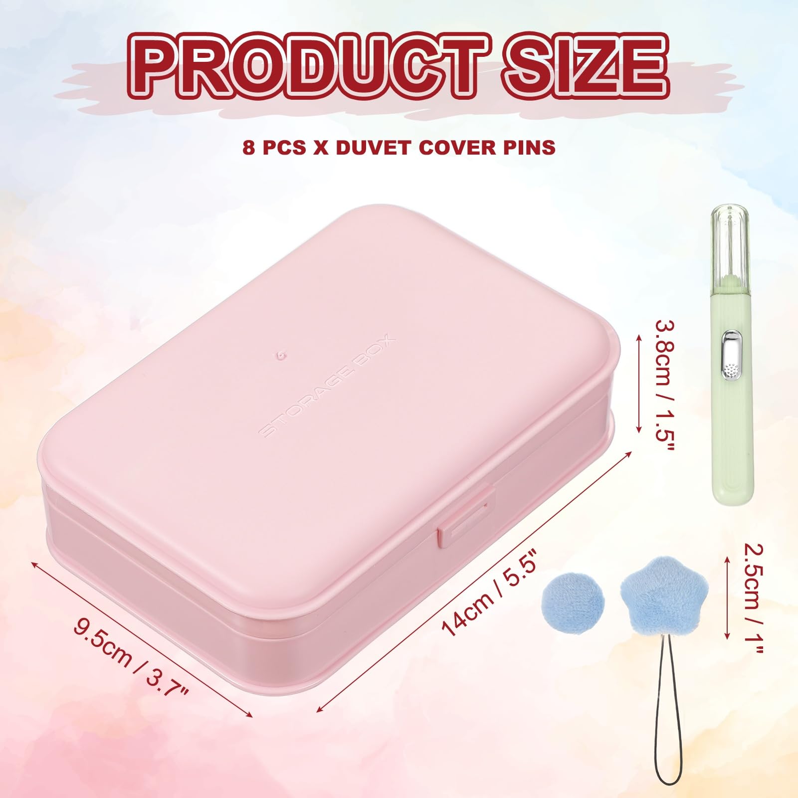 uxcell 8 Pcs Duvet Cover Pins to Hold Comforter Inside, Duvet Clips with Soft Fabric Material for Quilt Cushions Curtains, Star (Light Blue)