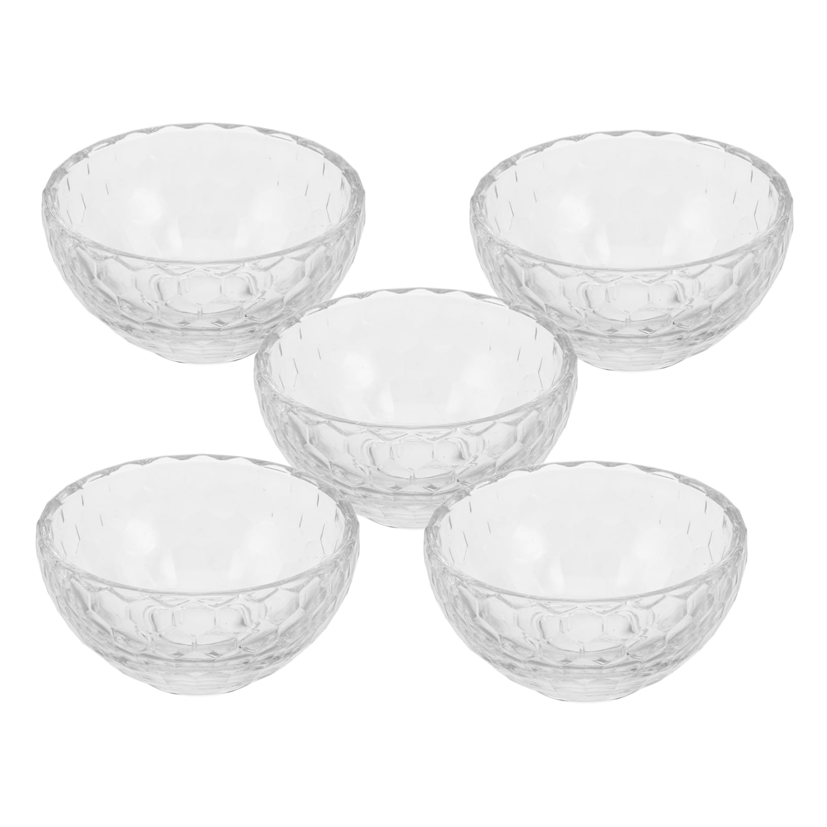 SOLUSTRE Juego de 5 Tazones Pequeños de Vidrio Grueso para Uso en Casa, Estilo Japonés Creativo y Resistente para Servir Comidas y Exhibir Creaciones Culinarias