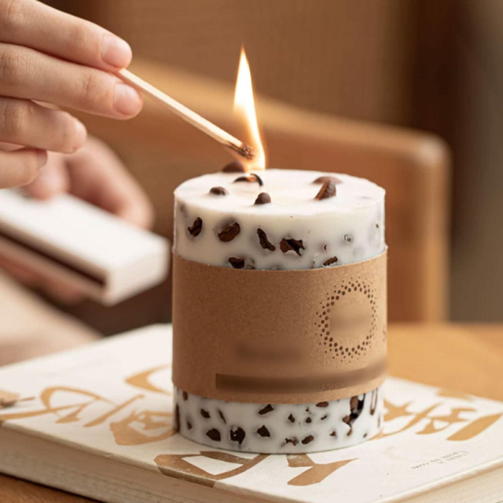 Exquisito Velas de cera de soja, velas de pilar de cera de café, vela perfumada reutilizable, combustión limpia for vacaciones en casa, relajación y Spa meloso