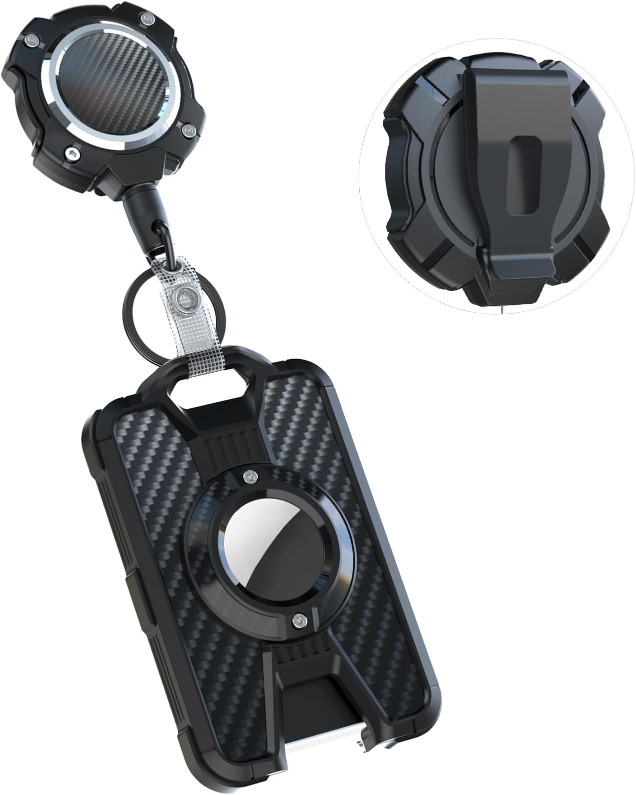 LIUGX for Airtag Retractable Badge Holder with Belt Clip, Heavy Duty Badge Keychain, for Airtag Holder/Case, Durable ID Card Holder (Holds 4 Cards), 10,000+ Rebound, 8oz