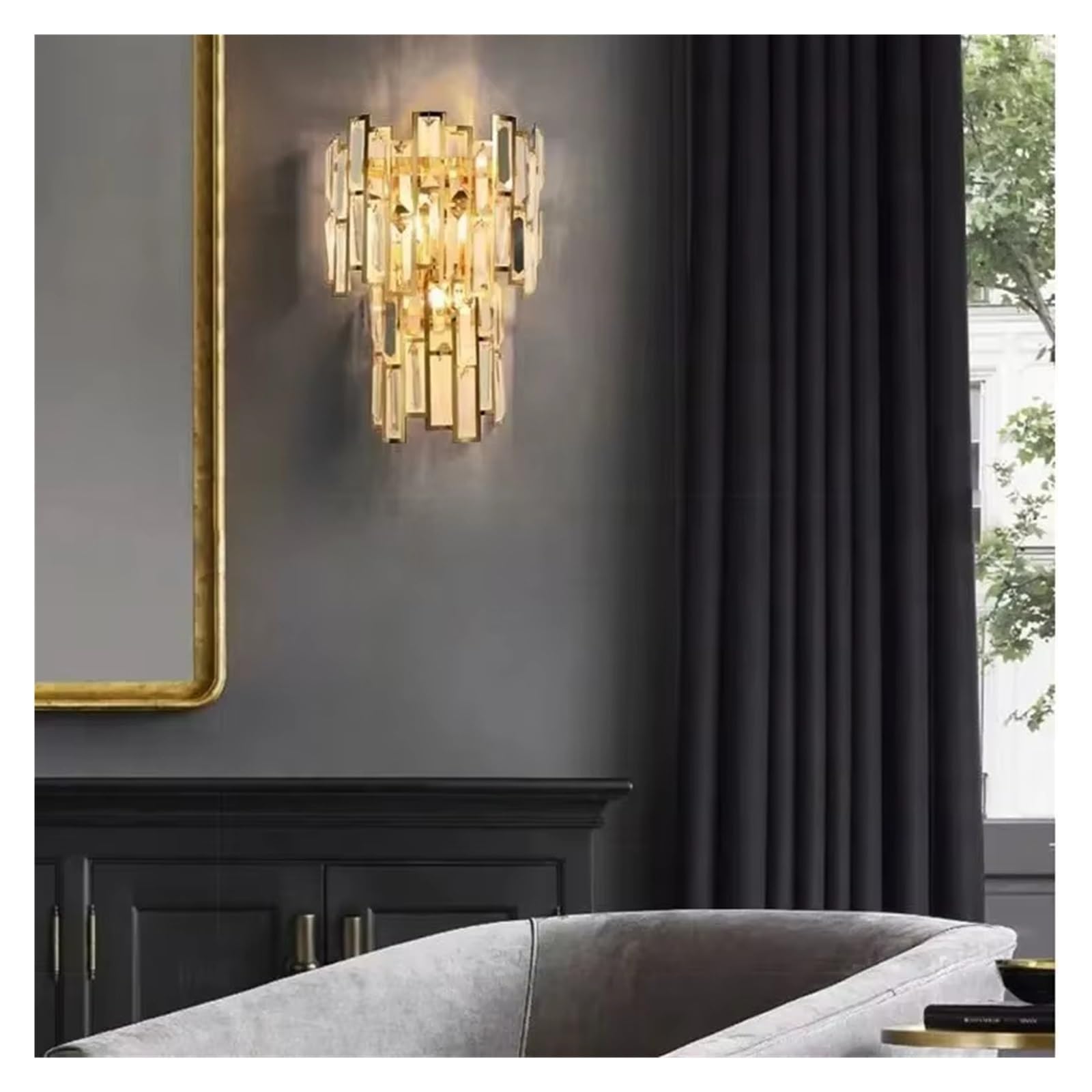 IvyLoutish Contemporary Crystal Wall Lamp LED Fashion Art Living Room Bedroom Bedside Lamp Luxury Villa Hotel Aisle Corridor Light,Modern