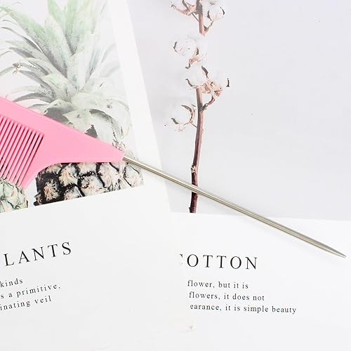 Miniatura 6 de Paquete de 3 peines de acero para mujeres y niñas, peine profesional para separar dientes finos con púa de metal, perfecto para peinado, seccionar,