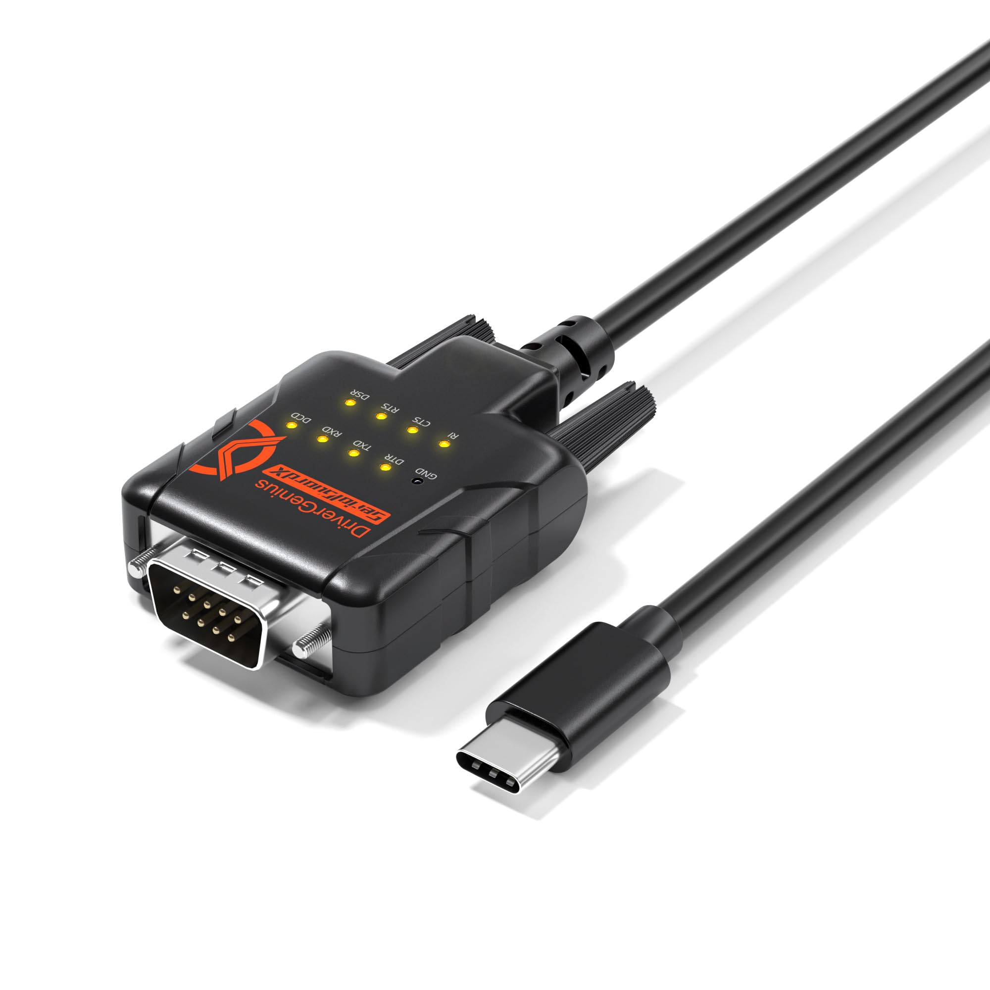 DriverGenius SerialGuardX Adaptador USB C a RS232 DB9 (FTDI, 9-LED, 4 ud) | Soporte Completo de Pines RS232 para Pruebas de Hardware, Diagnóstico y Aplicaciones de Control Industrial (PC/Mac)