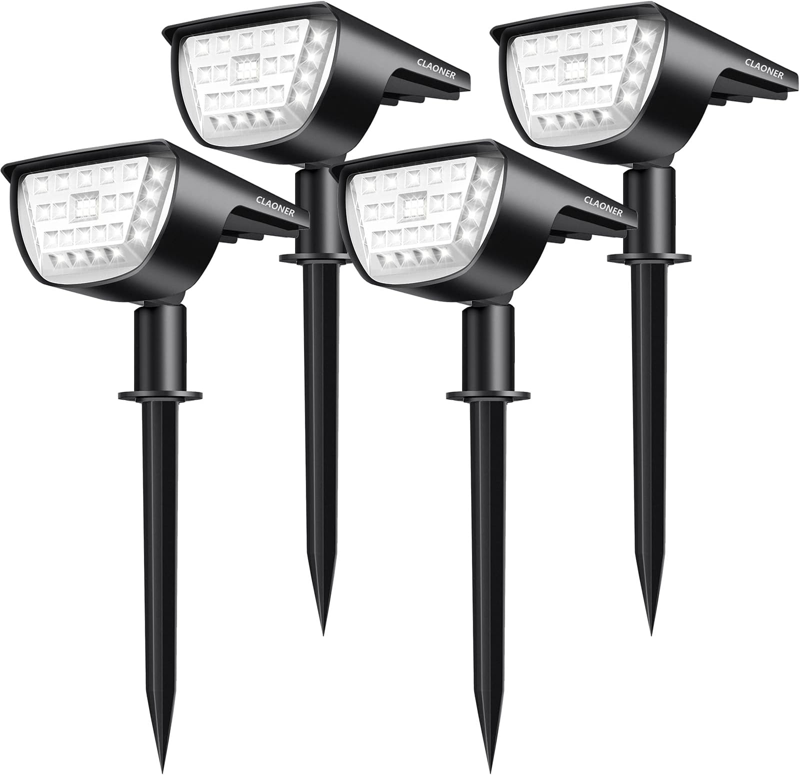 Claoner 32 LED Outdoor Solar Spot Lights, IP65 Waterproof Solar Landscape Spotlights, 3 Modes Outdoor Solar Lights, Solar Powered Spot Lights Outdoor for Yard Garden Patio - Cold White/4 Pack