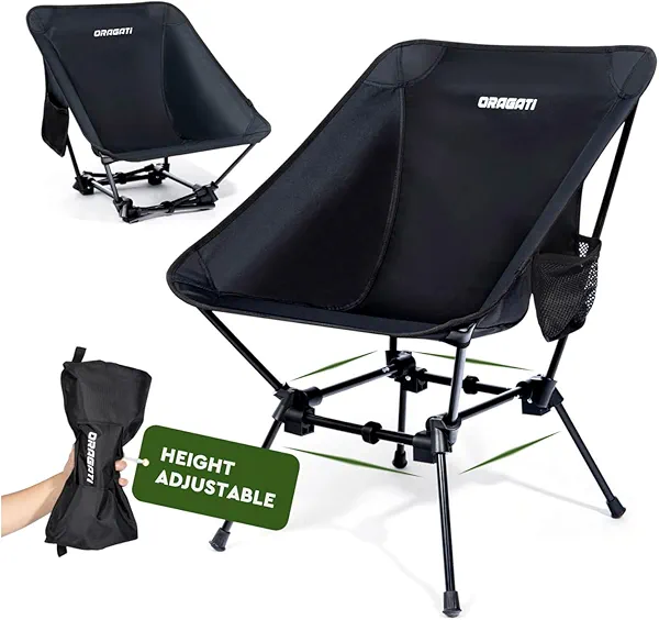 Oragati Lightweight Camping Chair, Portable Folding Chair for Camp, Backpacking, Beach, Hiking, Outdoors, Picnics, Black