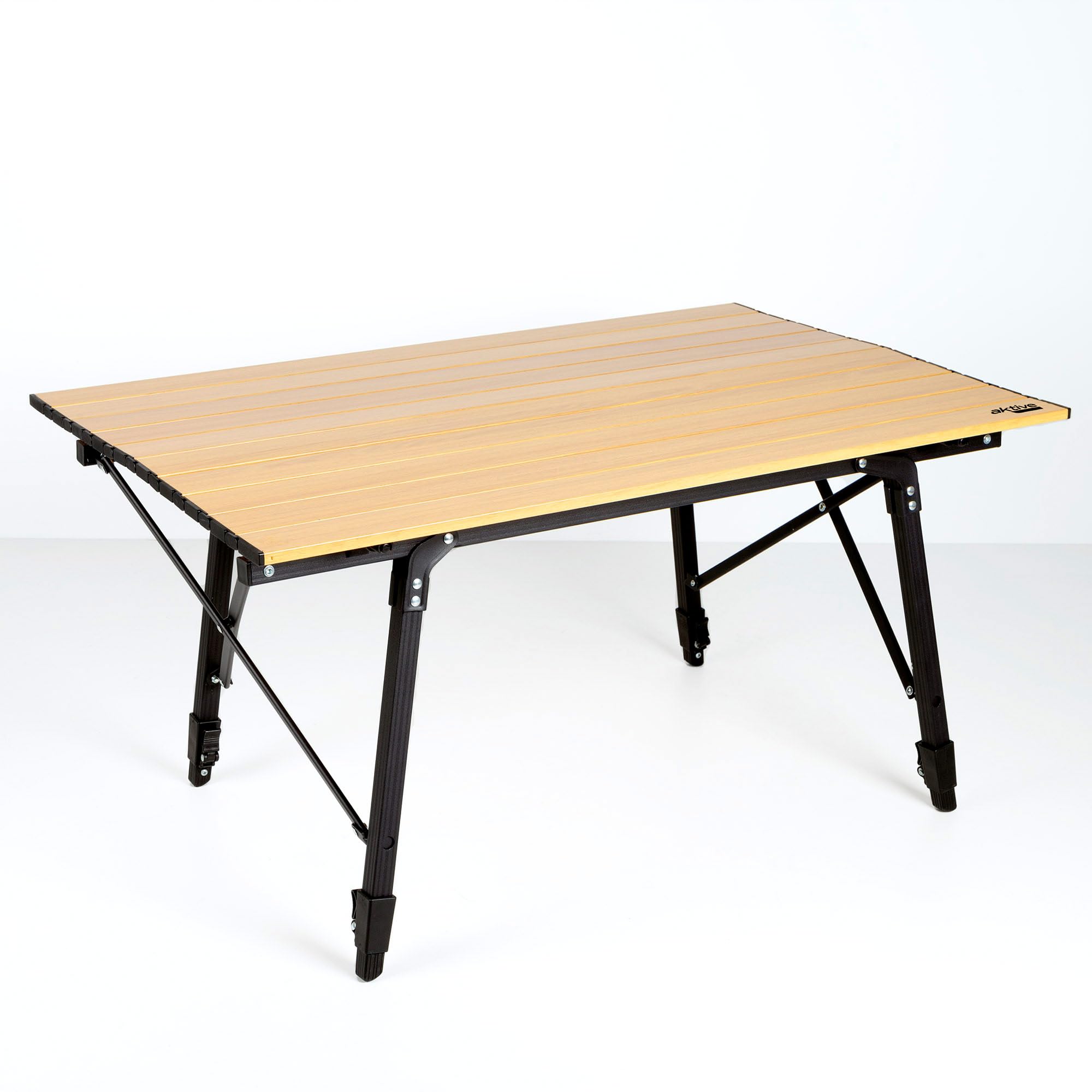AKTIVE 63024 - Mesa Regulable en Altura para Camping Estilo Glamping, mesas Plegables Acampada portátiles, Medidas 90 x 57 x 46/40 cm, de Aluminio