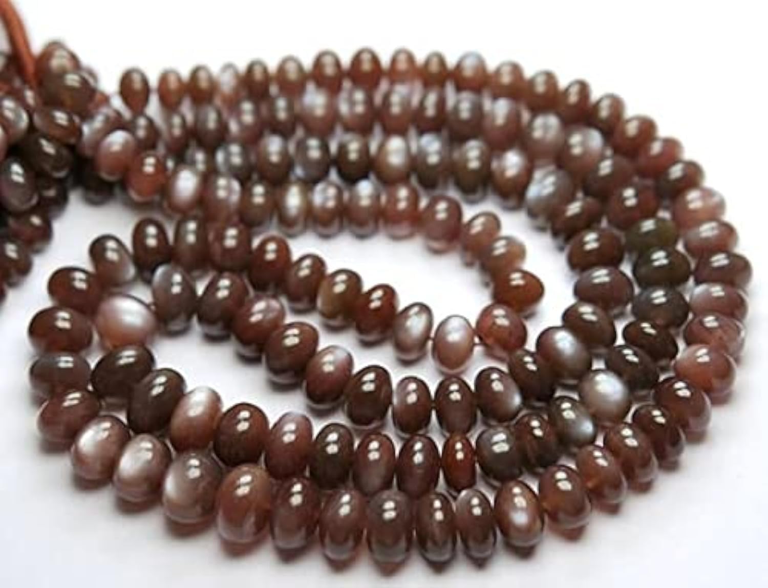 Pierre de lune chocolat naturelle anti-irrégularité avec perles rondelles lisses de 7-10mm