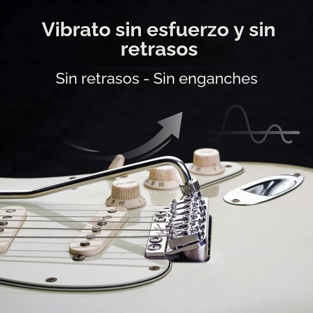 Vega-Trem VT1 Special Standard - Puente de trémolo para guitarra Stratocaster de 6 tornillos para Strat sin mods, fácil instalación (brillante, derecha)