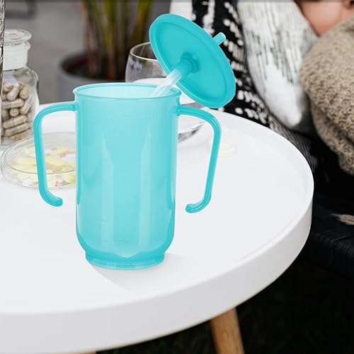 Miniatura 3 de EXCEART Vaso para sorber para adultos, a prueba de derrames, azul, plástico, 5.9 x 4.7 in, estilo moderno, forma cilíndrica, 1 unidad, reutilizable,