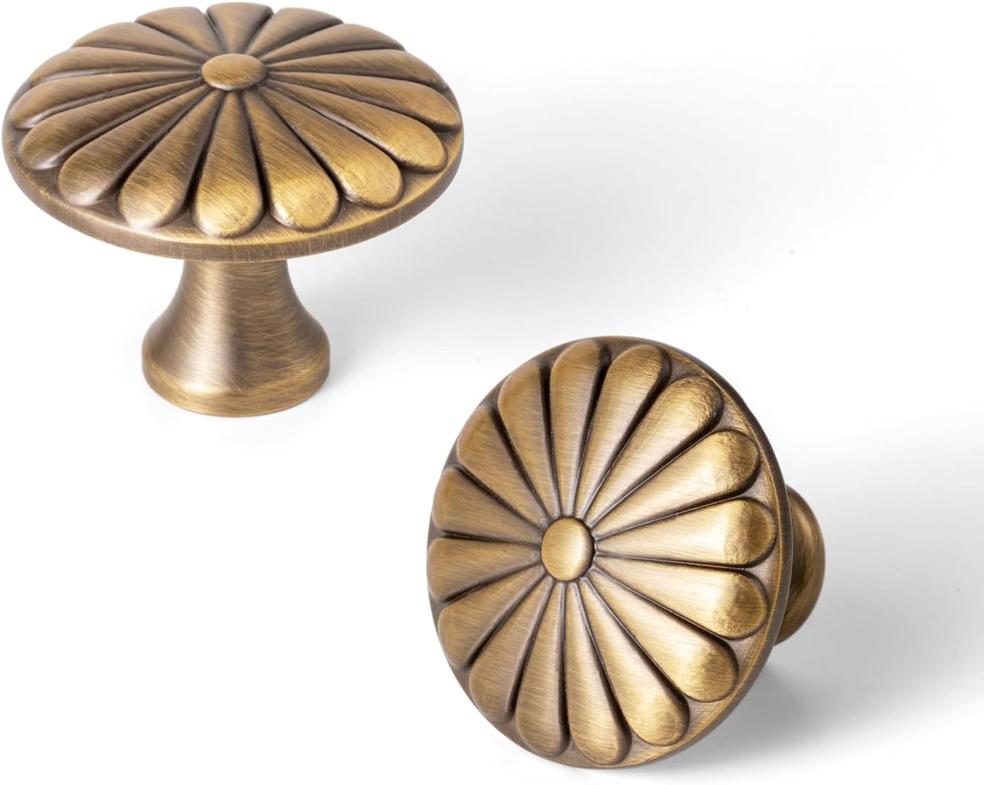 Goo-Ki 6-Pack Antique Brass Cabinet Backplate Set, 1.3 inch (34mm) Zinc Alloy Drawer Knobs with Pearl Accent Square,Durable & Elegant Hardware for Kitchen Bathroom Furniture，9010