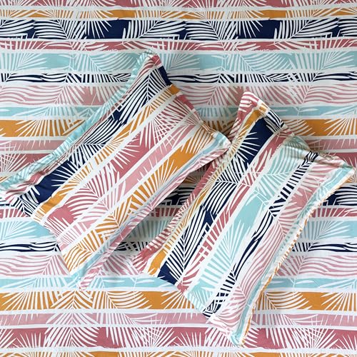 Image of Signature Reversible Super Soft Double Bed Comforter /Quilt Set 350GSM 88x90 inches, and Fitted Elastic Bed Sheet with Pillow Covers (Stripes with Vibes, Fitted Bedsheet with Pillow Covers Only)
