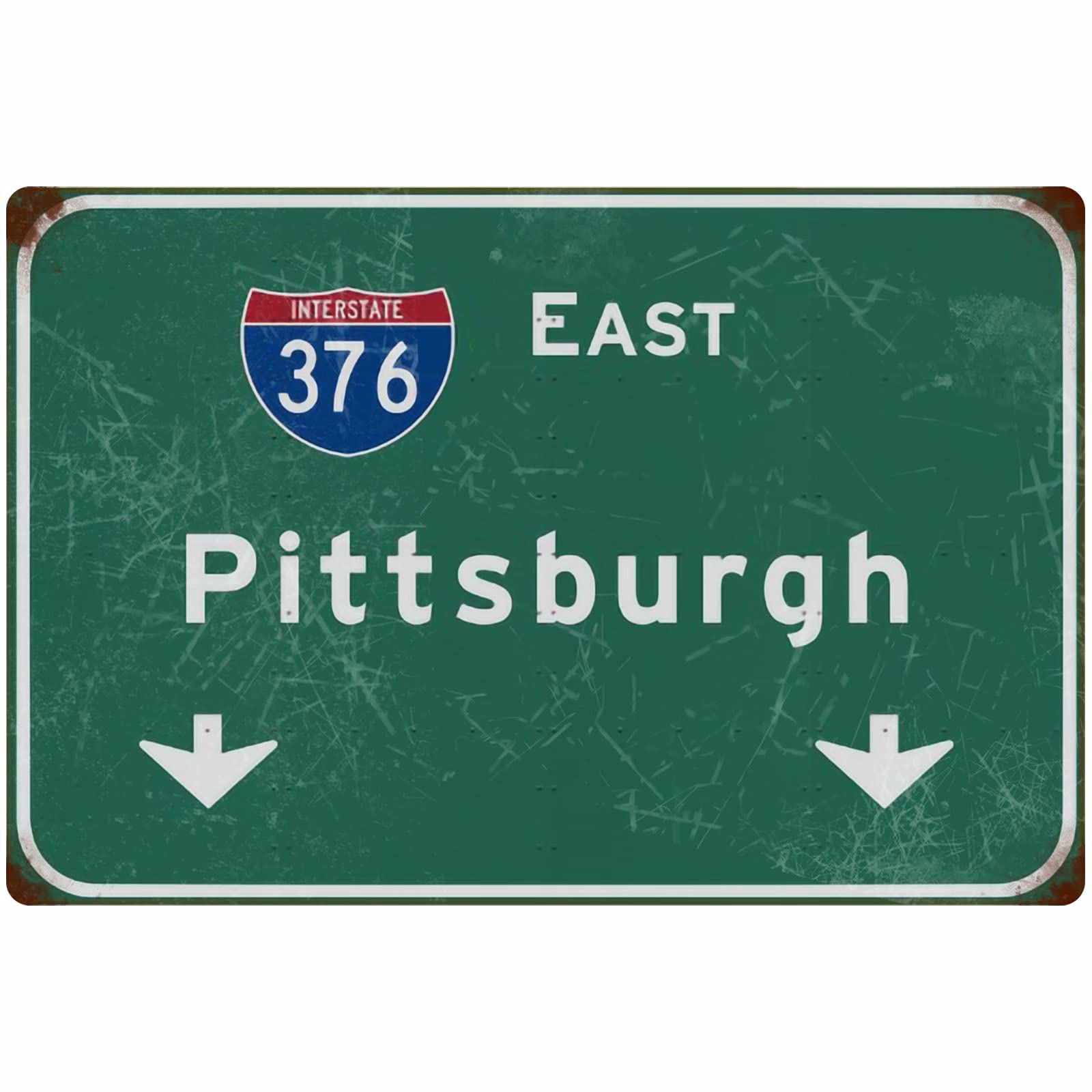 BakaevsmTin Sign Retro East Pittsburgh Interstate 376 Road Signage Sign Bar Club Restaurant Wall Decoration 16x12 Inches