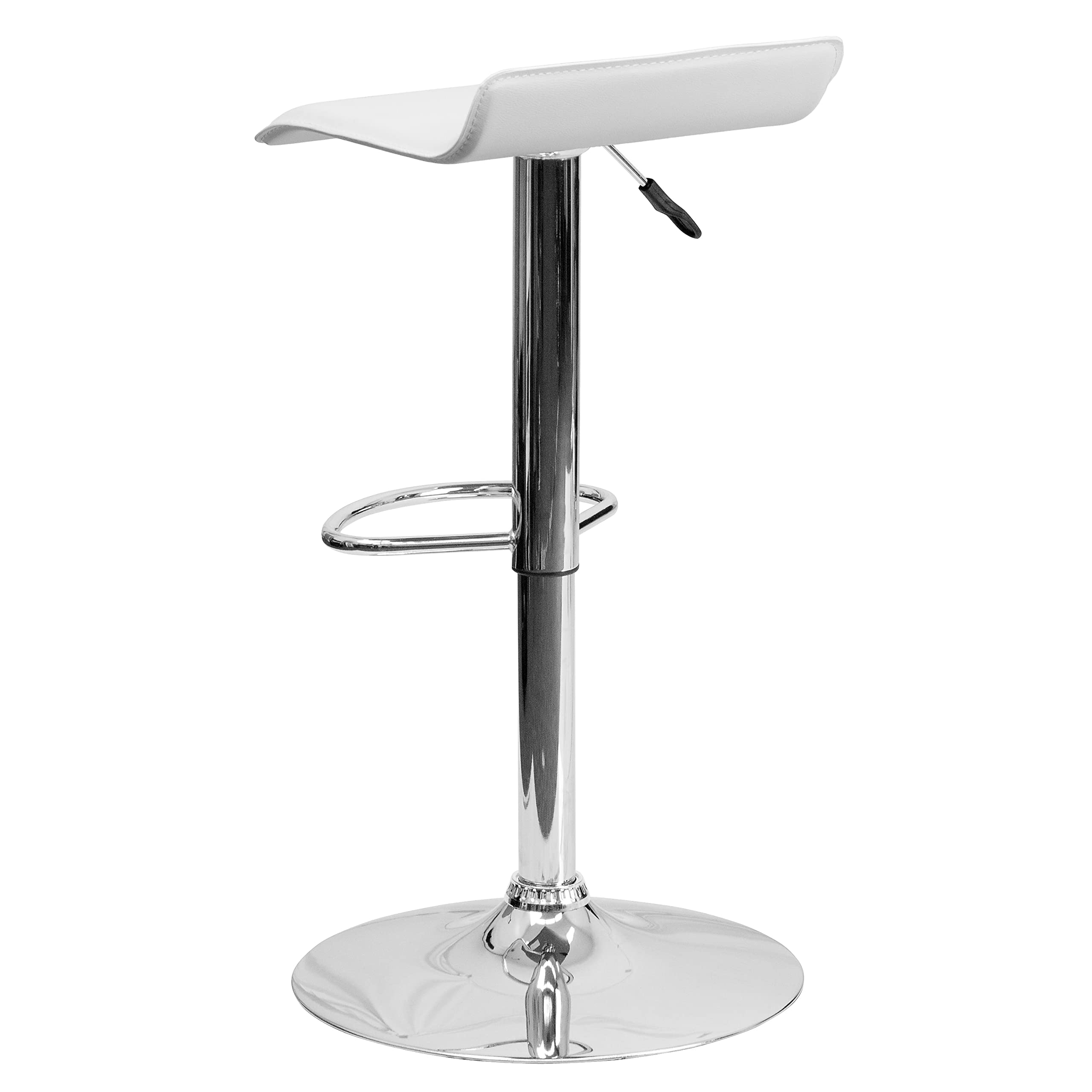 Flash Furniture Athens - Sgabello da Bar Moderno in Vinile Bianco, Altezza Regolabile, con Solida Seduta ondulata e Base cromata, Confezione da 2