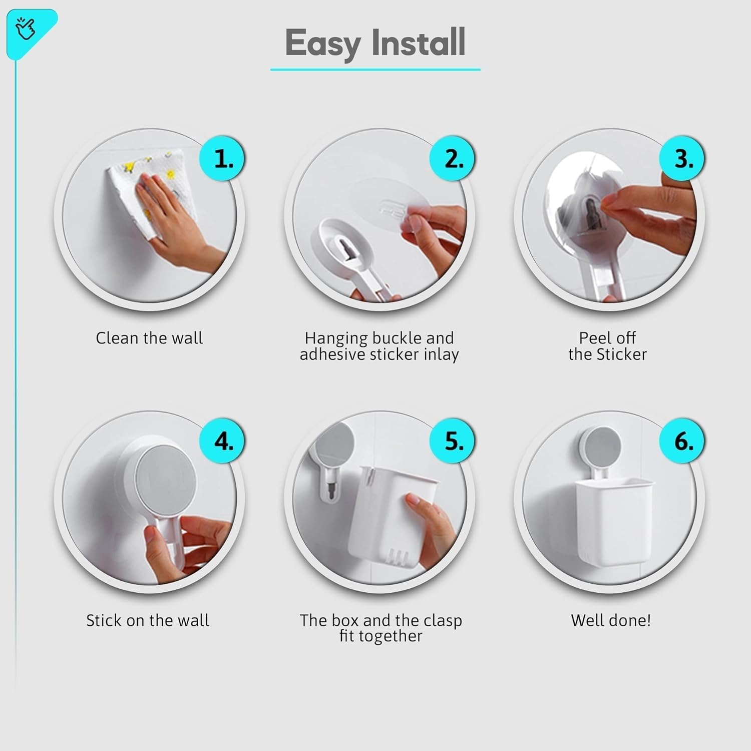 Vruta Toothbrush Holders for Bathroom Plastic Wall Mounted Self Adhesive Brush Holder, Toothpaste, Shaver, Razor & Makeup Brush Holder (2, Standerd) — Amazon image 5