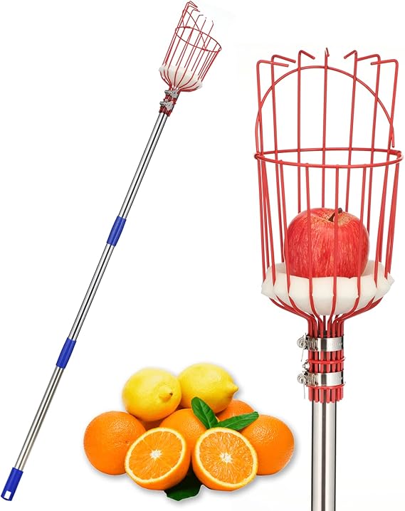 MIYA Fruit Picker Tool Height Adjustable Fruit Picker with Big Basket