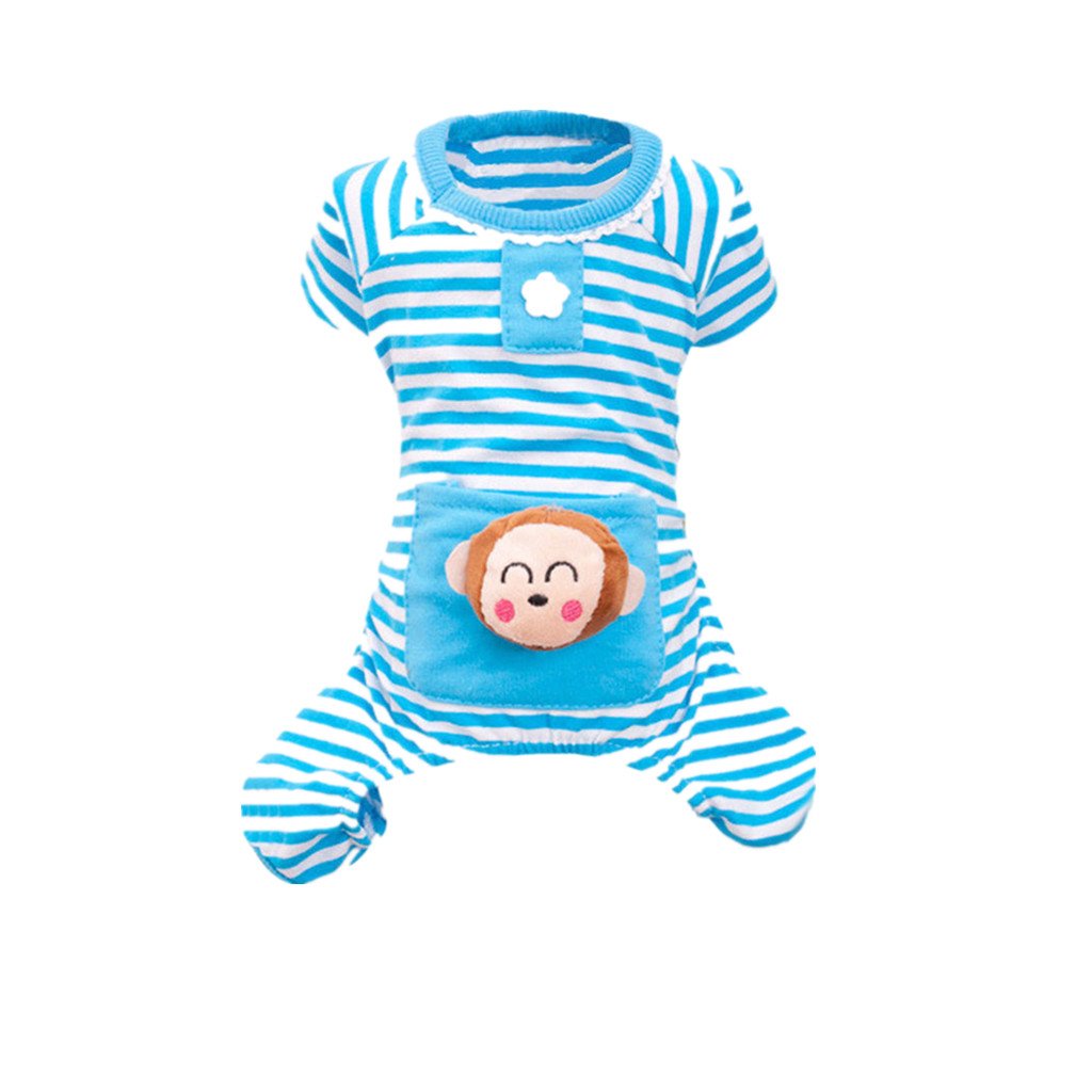 CALANDIS Pet Dog Cat Puppy Soft Striped Pajamas Jumpsuit Coat Clothes Apparel Blue L (B0BFX93JRH) Amazon Price History, Amazon Price Tracker