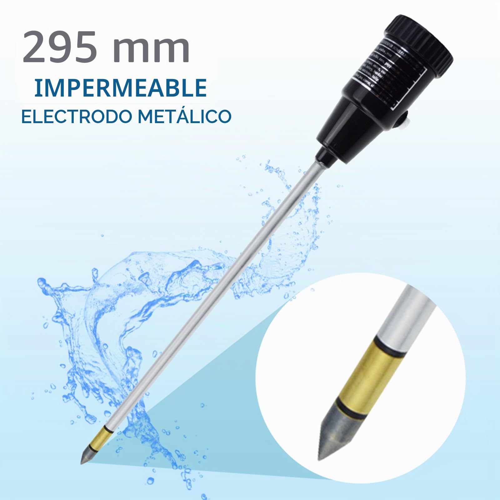 Medidor De PH Y Humedad Del Suelo Con Sonda De Electrodos De 295 Mm De Largo, Herramientas De Kit De Probador De Suelo A Prueba De Agua, Para Jardines Interiores Y Exteriores
