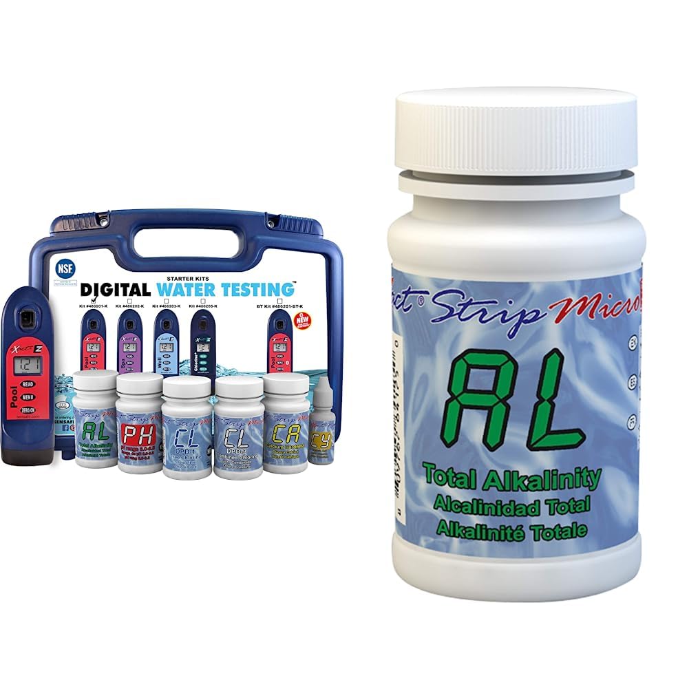 486201-K Exact® Pool EZ Photometer Starter Kit | 10 Parameters - F/C/T Chlorine, pH, Alkalinity, Calcium & Exact Industrial Test Systems Exact 486641 Micro Total Alkalinity Strip for Photometers