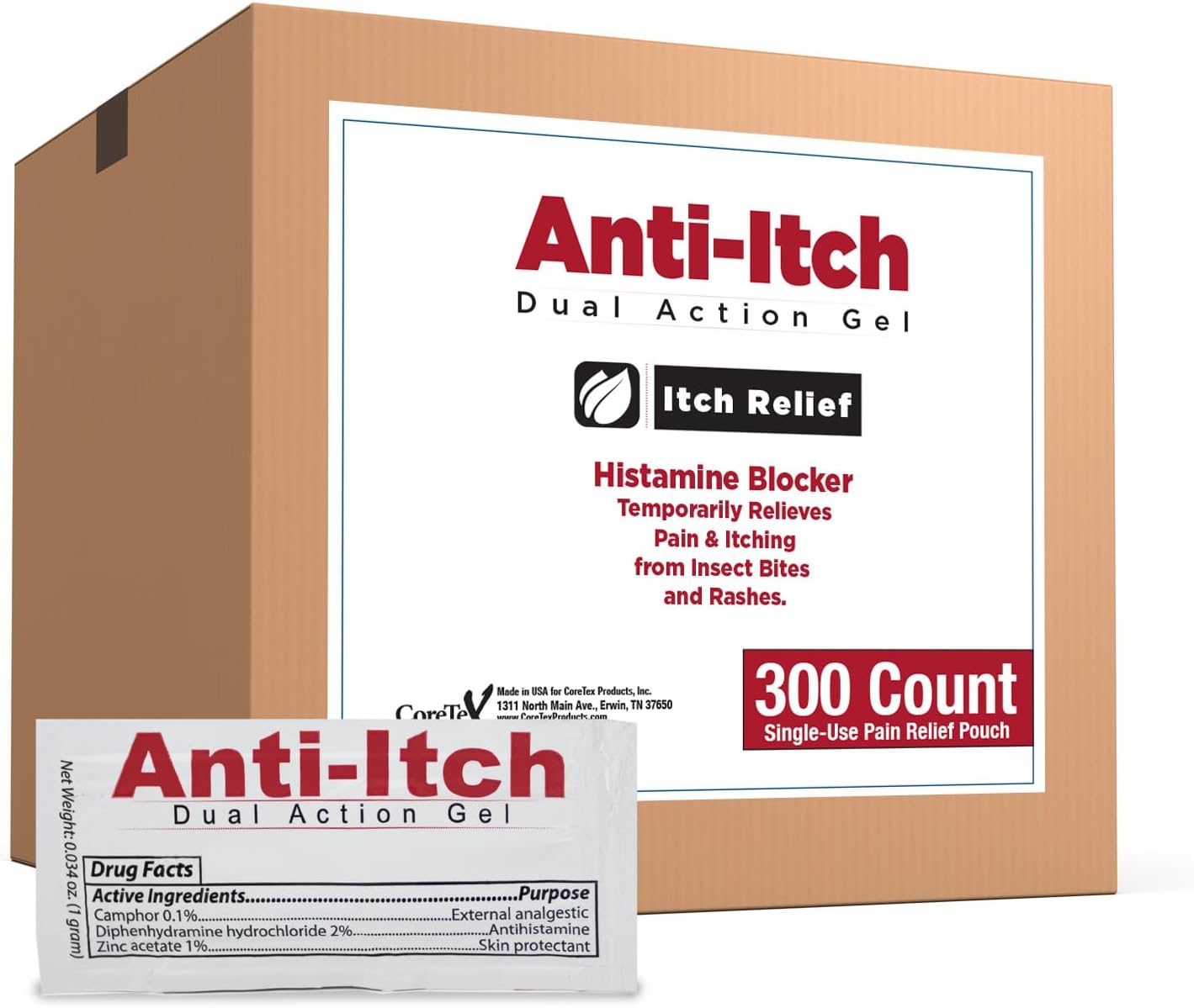 CoreTex AntiItch Dual Action Gel Packets Pack of 300