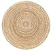 Hausattire Hand Woven Jute Braided Rug, 4’ Round – Natural, Reversible Boho Entry Area Rugs for Kitchen, Living Room I Farmhouse Decorative Floor Rug, 4 Feet Round