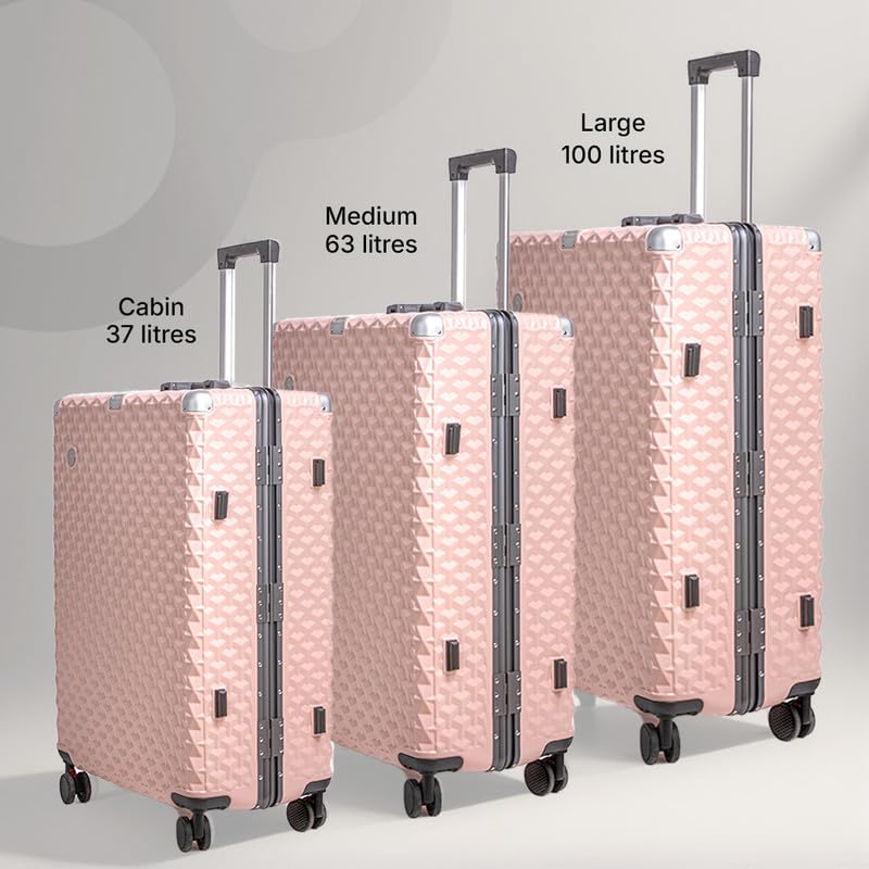 Image of Hard PC Luggage, Set of 2, Cabin and Medium Size, 100% Polycarbonate, Lightweight and Durable, Silent Wheels, Anti-Theft with Aluminium Frame, and 2 TSA Approved Locks, Coral Mist