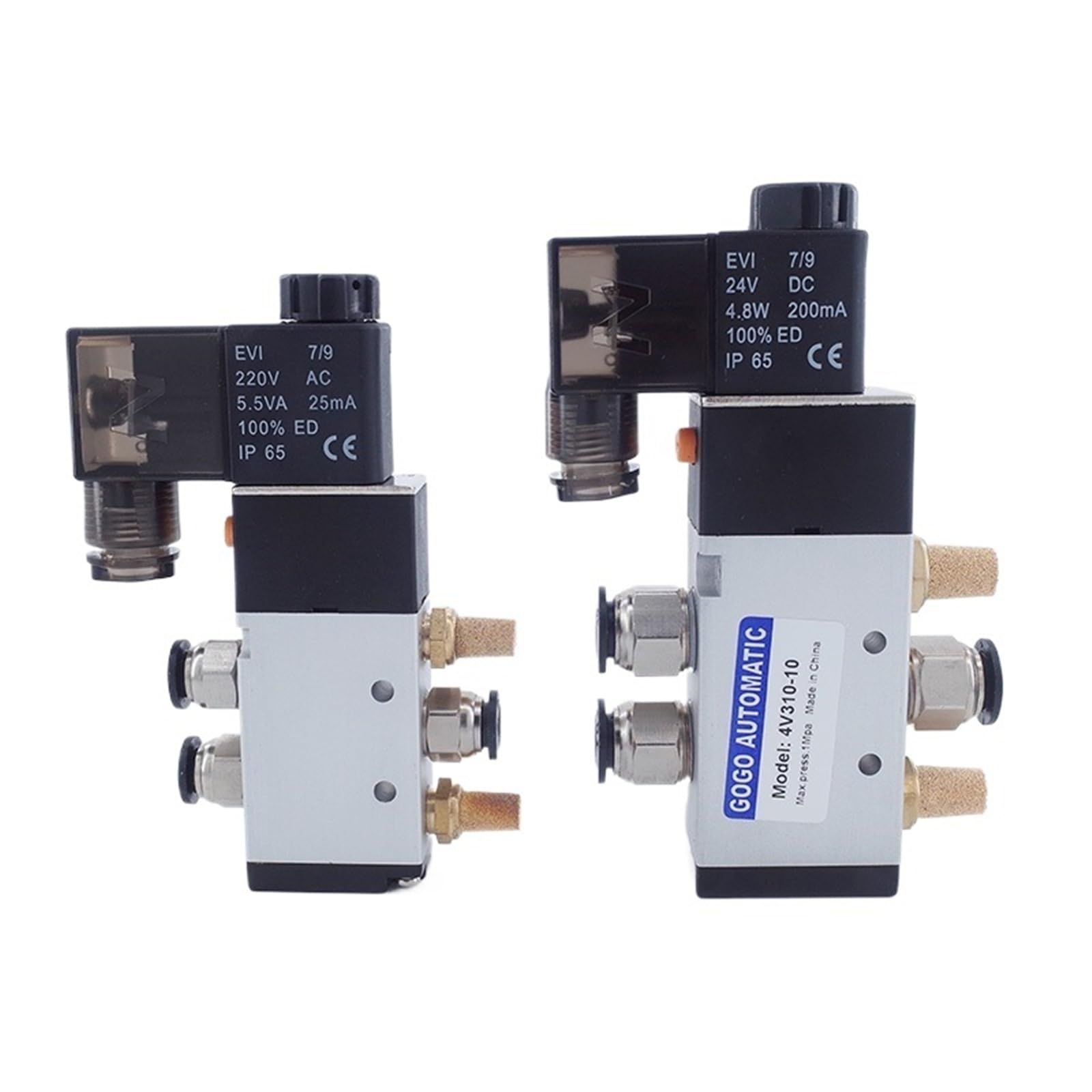 Válvula solenoide 5/2 4V110-06 AC110V con conector de 12mm y silenciador