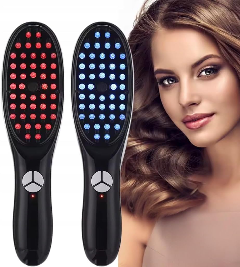 QSKY Szczotka do Włosów LED 660/470 nm Masaż Wibracyjny i Mgiełka USB | Światło LED 660 i 470 nm 3 poziomy masażu Dyfuzor mgiełki Ładowanie USB Do każdego rodzaju włosów