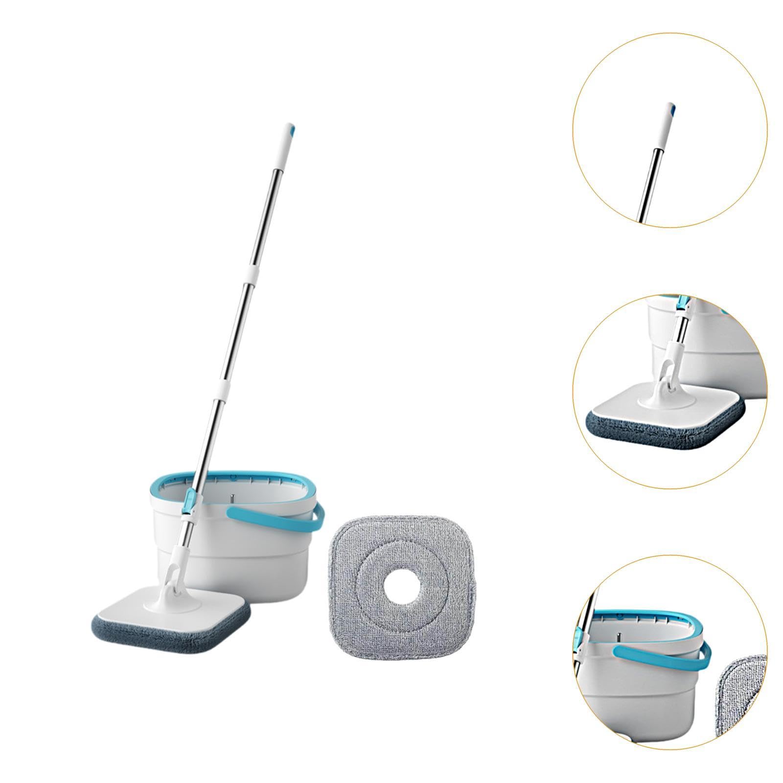 Qianly Mopp Set mit Eimer, Mikrofaser Mopps Und Verstellbarem Griff für Verschiedene Oberflächen, mit 2 Wischpads
