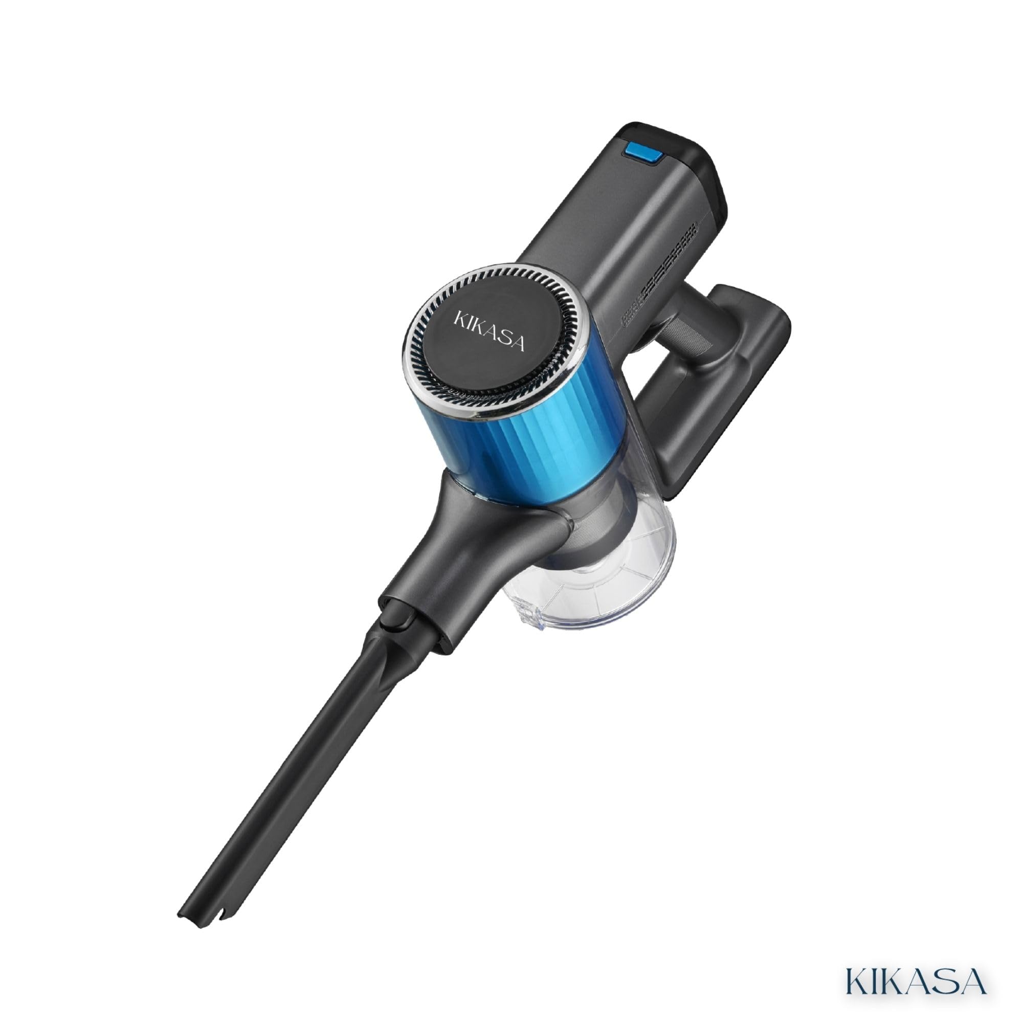 Kikasa Aspiradora Vertical Sin Cables 18.5V Plegable, 150W Potente, 3 Velocidades, Filtro HEPA, Cepillo con Luz LED y Depósito de 400 ml, hasta 35 min de Autonomía