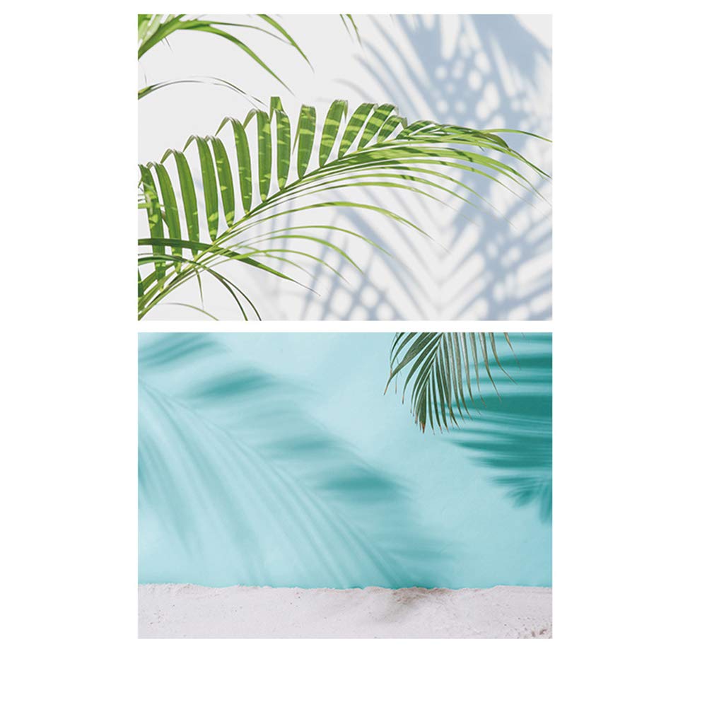 SAVIAURA1 Sheet 2 in 1 Photography Backdrop 3D Flat Lay Tabletop Double-Sided 22x16 Photo Background PVC Wrinkle-Free for Small Products Food, Cosmetics Shoot (#3-Green Plant & Shadow)