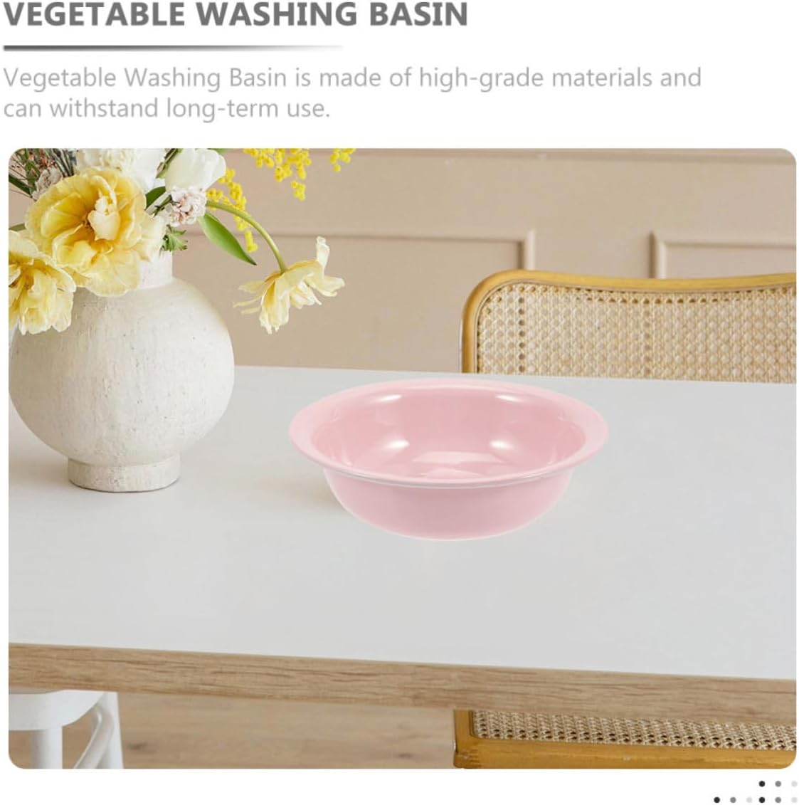 Pink Enamel Vegetable Basin Kitchen Bowl 22cm Thickened Multi Purpose