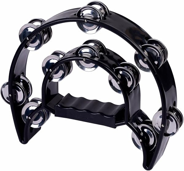 igadgitz Xtra U7236 Doppeltes Halbmond-Tamburin in Schwarz